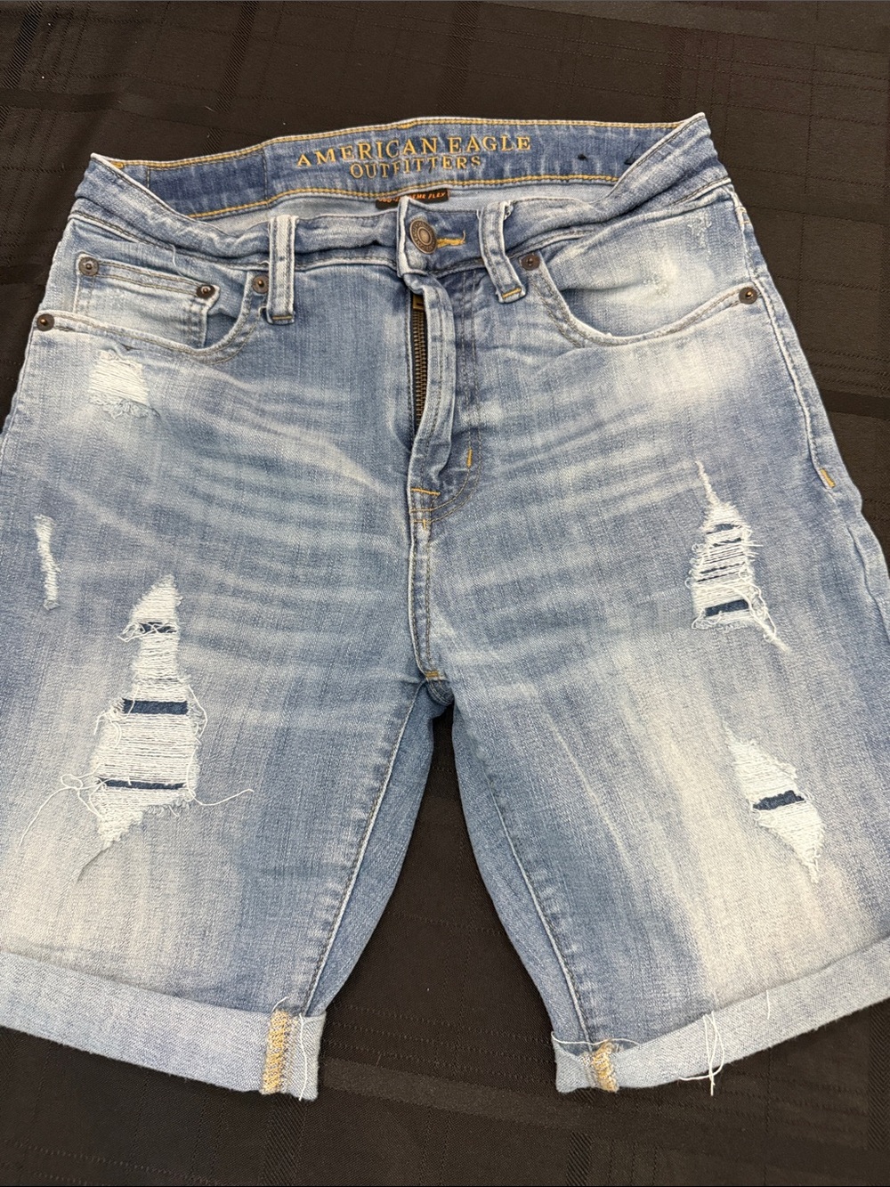 American Eagle Outfitters Light Blue Distressed Denim Shorts